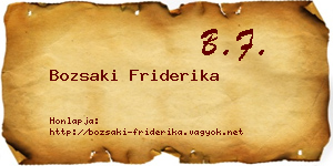 Bozsaki Friderika névjegykártya